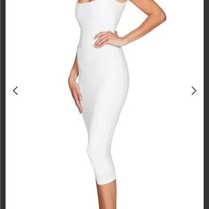 Nookie Ivory/White “Bailey” Midi Dress (XXS/XS) NWT, bride wedding glam